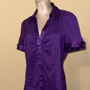Express Purple Button Down Satin Shirt